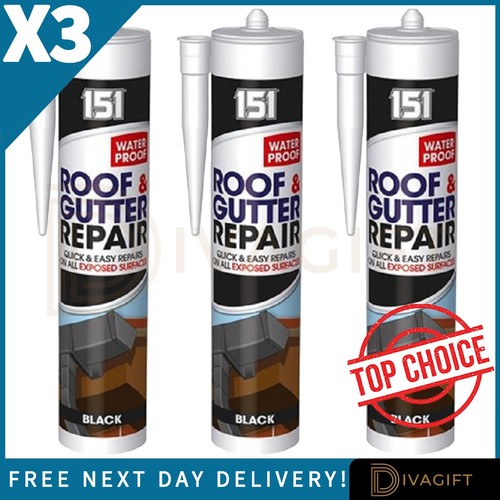 Black roof gutter - black, sealant